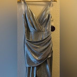 BETSY & ADAM Womens Silver Glimmering Formal Fit + Flare Dress Size 4
NWT